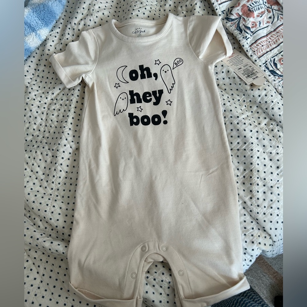 Cat & Jack Cream 'Oh Hey Boo' Bodysuit